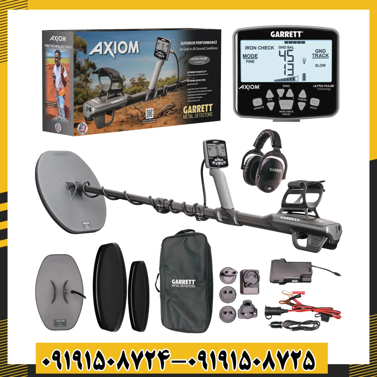 فلزیاب Garrett Axiom در حال استفاده در زمین معدنی 09191508725 - 09191508724